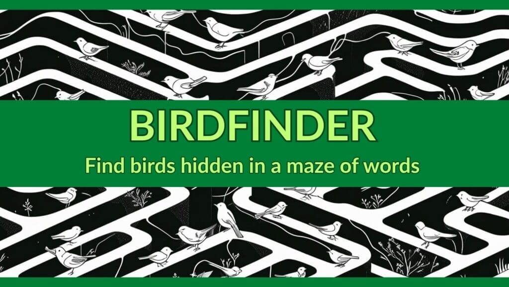 BirdFinder Puzzle by The Green Ogre - Find birds hidden in a maze of words