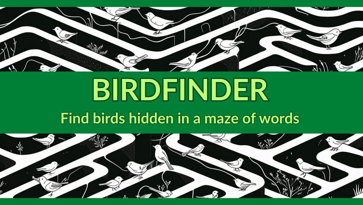 BirdFinder Puzzle by The Green Ogre - Find birds hidden in a maze of words